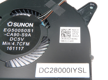 SUNON EG50050S1-CA90-S9A DC28000IYSL 09VK27 5V 4PIN WENTYLATOR
