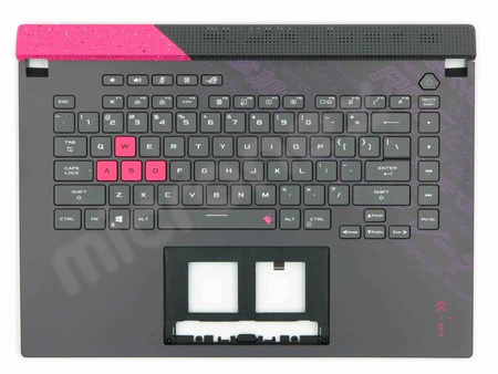 Asus ROG Strix G15 G513QM Palmrest klawiatura obudowa LED RGB 4 STREFY US-International szary z różowym wykończeniem
