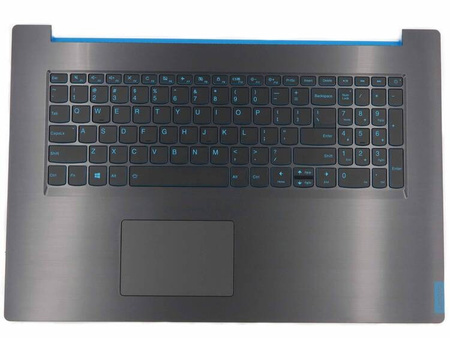 Lenovo IdeaPad L340-17IRH 81LL Palmrest klawiatura obudowa LED US-International czarny z niebieskim wykończeniem