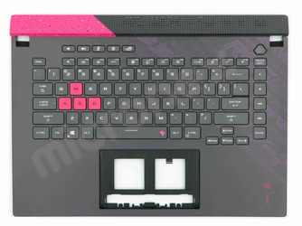 Asus ROG Strix G15 G513QM Palmrest klawiatura obudowa LED RGB 4 STREFY US-International szary z różowym wykończeniem
